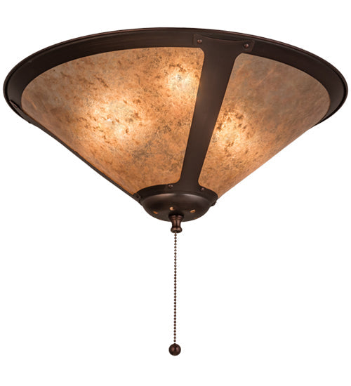 Meyda Lighting Sutter 17" 3-Light Mahogany Bronze Flush Mount Light With Silver Mica Shade Glass