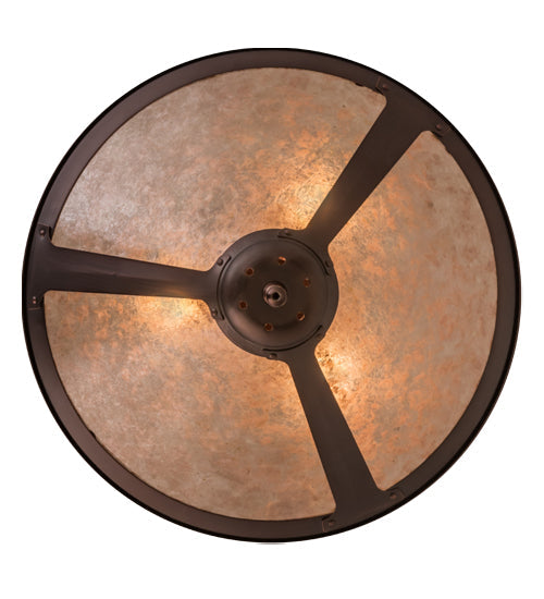 Meyda Lighting Sutter 17" 3-Light Mahogany Bronze Flush Mount Light With Silver Mica Shade Glass