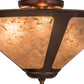 Meyda Lighting Sutter 17" 3-Light Mahogany Bronze Flush Mount Light With Silver Mica Shade Glass