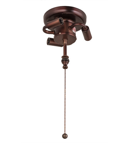 Meyda Lighting Sutter 17" 3-Light Mahogany Bronze Flush Mount Light With Silver Mica Shade Glass