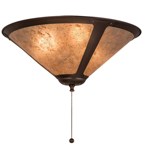 Meyda Lighting Sutter 17" 3-Light Mahogany Bronze Flush Mount Light With Silver Mica Shade Glass