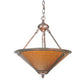 Meyda Lighting Sutter 17" 3-Light Mahogany Bronze Inverted Pendant Light With Amber Mica Shade Glass