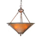 Meyda Lighting Sutter 17" 3-Light Mahogany Bronze Inverted Pendant Light With Amber Mica Shade Glass