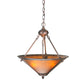 Meyda Lighting Sutter 17" 3-Light Mahogany Bronze Inverted Pendant Light With Amber Mica Shade Glass