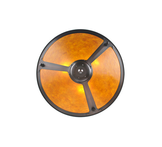 Meyda Lighting Sutter 17" 3-Light Mahogany Bronze Inverted Pendant Light With Amber Mica Shade Glass