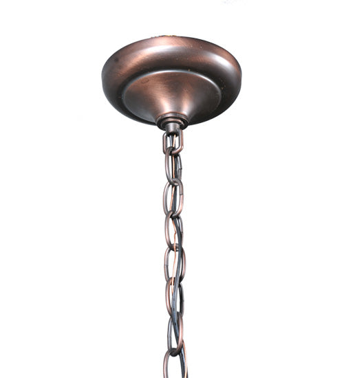Meyda Lighting Sutter 17" 3-Light Mahogany Bronze Inverted Pendant Light With Amber Mica Shade Glass
