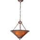 Meyda Lighting Sutter 17" 3-Light Mahogany Bronze Inverted Pendant Light With Amber Mica Shade Glass