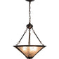 Meyda Lighting Sutter 17" 3-Light Mahogany Bronze Inverted Pendant Light With Silver Mica Shade Glass