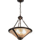 Meyda Lighting Sutter 17" 3-Light Mahogany Bronze Inverted Pendant Light With Silver Mica Shade Glass
