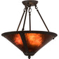 Meyda Lighting Sutter 17" 3-Light Oil Rubbed Bronze Inverted Pendant Light With Amber Mica Shade Glass