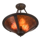 Meyda Lighting Sutter 17" 3-Light Oil Rubbed Bronze Inverted Pendant Light With Amber Mica Shade Glass