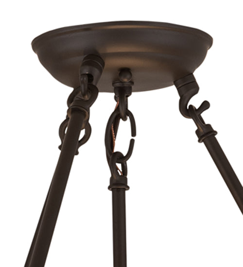 Meyda Lighting Sutter 17" 3-Light Oil Rubbed Bronze Inverted Pendant Light With Amber Mica Shade Glass