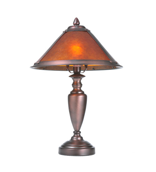 Meyda Lighting Sutter 17" Mahogany Bronze Accent Table Lamp With Amber Mica Shade Glass