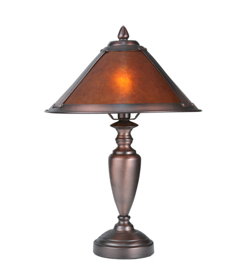 Meyda Lighting Sutter 17" Mahogany Bronze Accent Table Lamp With Amber Mica Shade Glass
