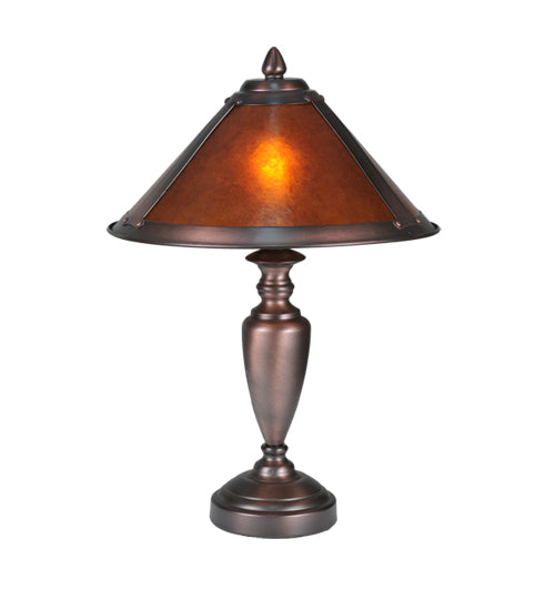 Meyda Lighting Sutter 17" Mahogany Bronze Accent Table Lamp With Amber Mica Shade Glass