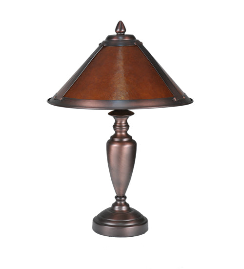Meyda Lighting Sutter 17" Mahogany Bronze Accent Table Lamp With Amber Mica Shade Glass