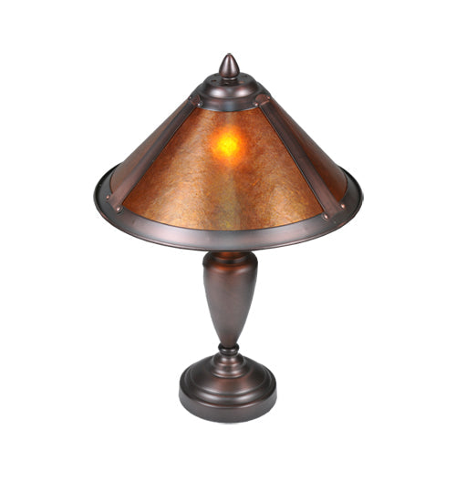 Meyda Lighting Sutter 17" Mahogany Bronze Accent Table Lamp With Amber Mica Shade Glass