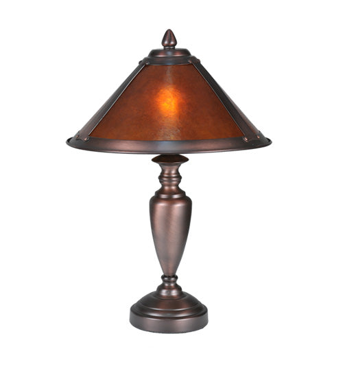 Meyda Lighting Sutter 17" Mahogany Bronze Accent Table Lamp With Amber Mica Shade Glass