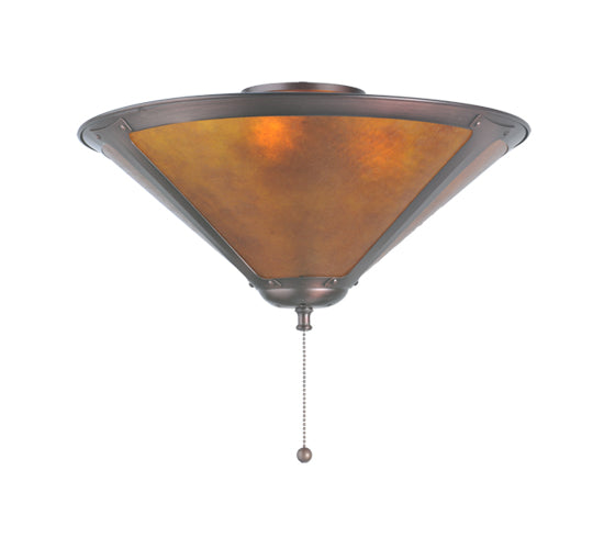 Meyda Lighting Sutter 17" Mahogany Bronze Flush Mount Light With Amber Mica Shade Glass