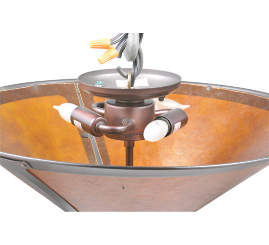 Meyda Lighting Sutter 17" Mahogany Bronze Flush Mount Light With Amber Mica Shade Glass