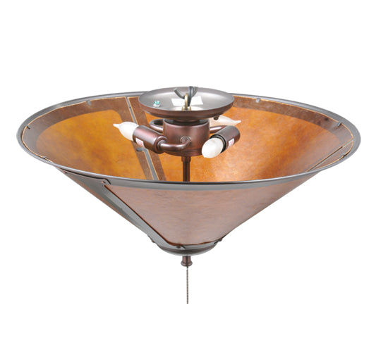 Meyda Lighting Sutter 17" Mahogany Bronze Flush Mount Light With Amber Mica Shade Glass