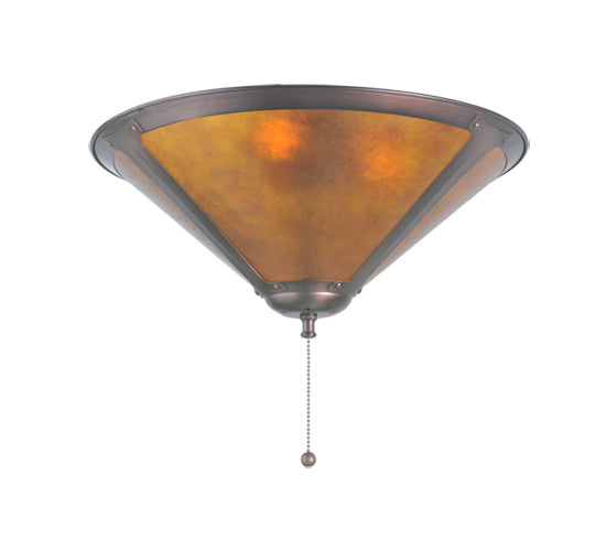 Meyda Lighting Sutter 17" Mahogany Bronze Flush Mount Light With Amber Mica Shade Glass