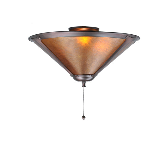 Meyda Lighting Sutter 17" Mahogany Bronze Flush Mount Light With Amber Mica Shade Glass