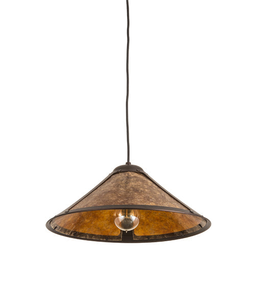 Meyda Lighting Sutter 17" Mahogany Bronze Pendant Light With Amber Mica Shade Glass