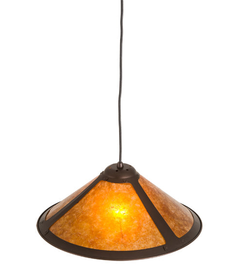 Meyda Lighting Sutter 17" Mahogany Bronze Pendant Light With Amber Mica Shade Glass