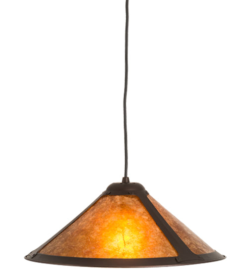 Meyda Lighting Sutter 17" Mahogany Bronze Pendant Light With Amber Mica Shade Glass