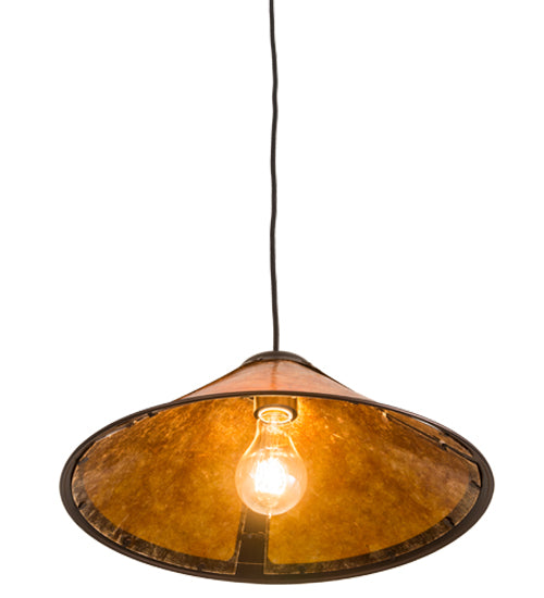 Meyda Lighting Sutter 17" Mahogany Bronze Pendant Light With Amber Mica Shade Glass