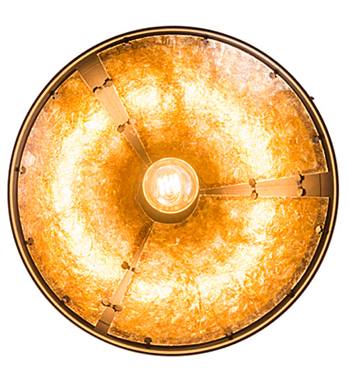 Meyda Lighting Sutter 17" Mahogany Bronze Pendant Light With Amber Mica Shade Glass