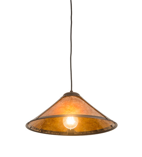 Meyda Lighting Sutter 17" Mahogany Bronze Pendant Light With Amber Mica Shade Glass