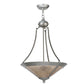 Meyda Lighting Sutter 18" 2-Light Nickel Powder Inverted Pendant Light With Silver Mica Shade Glass