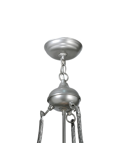 Meyda Lighting Sutter 18" 2-Light Nickel Powder Inverted Pendant Light With Silver Mica Shade Glass