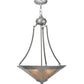 Meyda Lighting Sutter 18" 2-Light Nickel Powder Inverted Pendant Light With Silver Mica Shade Glass