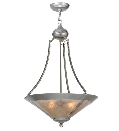 Meyda Lighting Sutter 18" 2-Light Nickel Powder Inverted Pendant Light With Silver Mica Shade Glass
