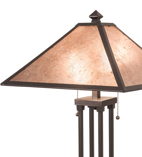 Meyda Lighting Sutter 190083 28" 2-Light Timeless Bronze Table Lamp With Silver Mica Shade Glass