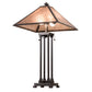 Meyda Lighting Sutter 190083 28" 2-Light Timeless Bronze Table Lamp With Silver Mica Shade Glass