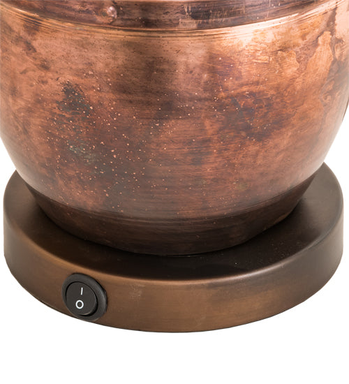 Meyda Lighting Sutter 20" 2-Light Washed Copper Table Lamp With Amber Mica Shade Glass