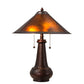 Meyda Lighting Sutter 21" 2-Light Mahogany Bronze Table Lamp With Amber Mica Shade Glass