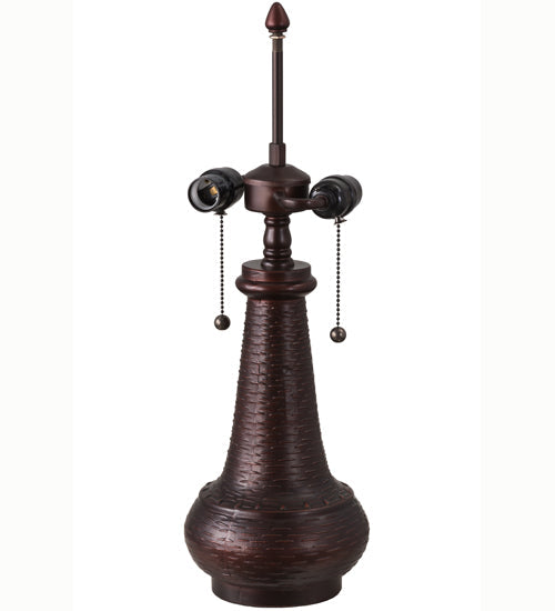 Meyda Lighting Sutter 21" 2-Light Mahogany Bronze Table Lamp With Amber Mica Shade Glass