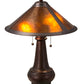 Meyda Lighting Sutter 21" 2-Light Mahogany Bronze Table Lamp With Amber Mica Shade Glass