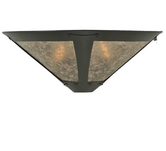 Meyda Lighting Sutter 22" 2-Light Timeless Bronze Wall Sconce With Silver Mica Shade Glass