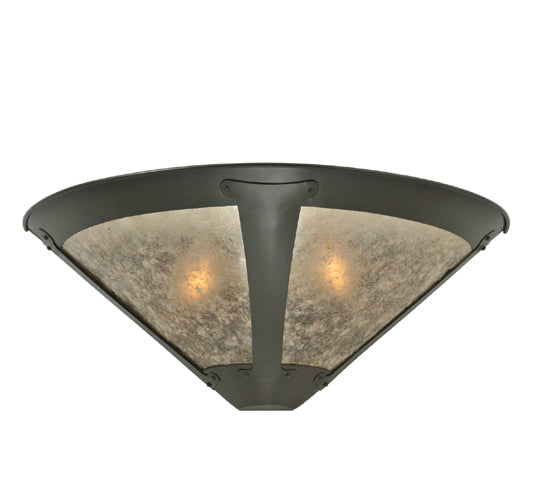 Meyda Lighting Sutter 22" 2-Light Timeless Bronze Wall Sconce With Silver Mica Shade Glass