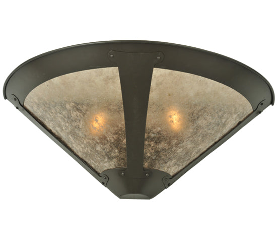 Meyda Lighting Sutter 22" 2-Light Timeless Bronze Wall Sconce With Silver Mica Shade Glass