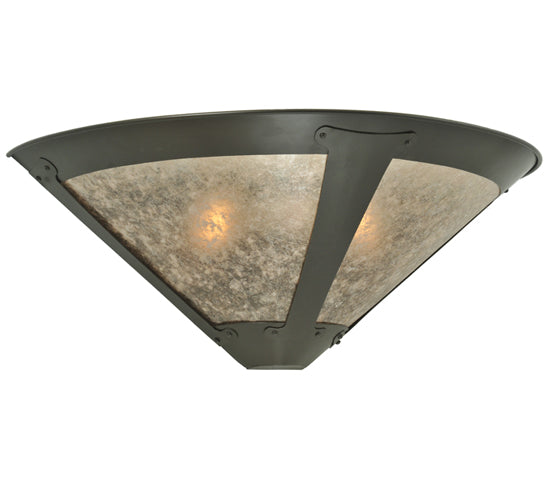 Meyda Lighting Sutter 22" 2-Light Timeless Bronze Wall Sconce With Silver Mica Shade Glass