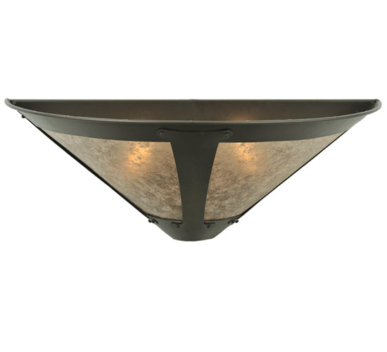 Meyda Lighting Sutter 22" 2-Light Timeless Bronze Wall Sconce With Silver Mica Shade Glass