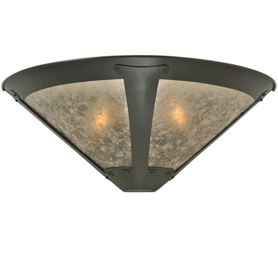 Meyda Lighting Sutter 22" 2-Light Timeless Bronze Wall Sconce With Silver Mica Shade Glass