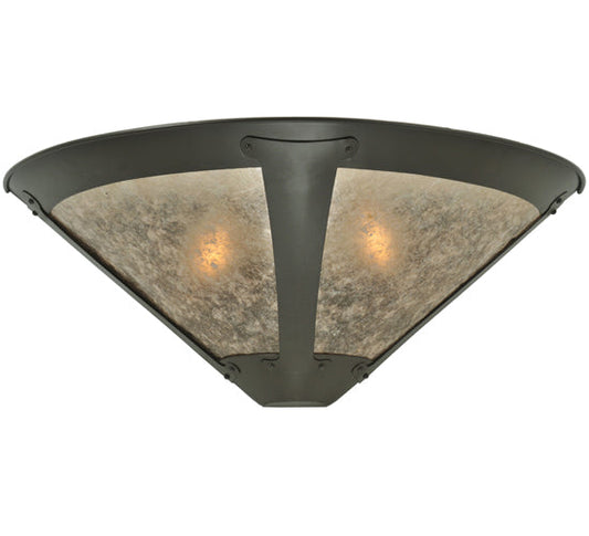 Meyda Lighting Sutter 22" 2-Light Timeless Bronze Wall Sconce With Silver Mica Shade Glass